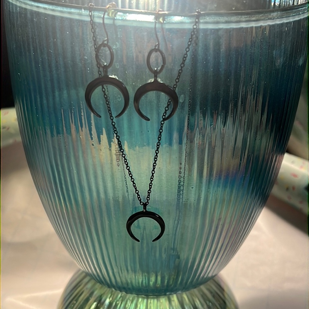 Moon necklace and earrings